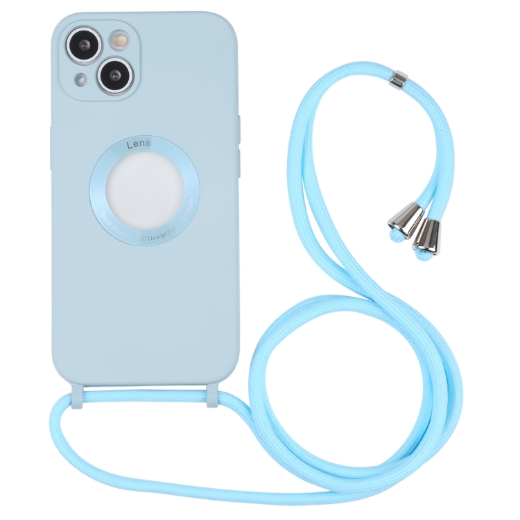 

Acrylic Hollow Out Phone Case with Lanyard For iPhone 13 mini(Sky Blue)