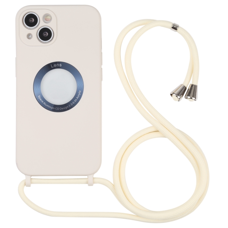 

Acrylic Hollow Out Phone Case with Lanyard For iPhone 13 mini(Beige)