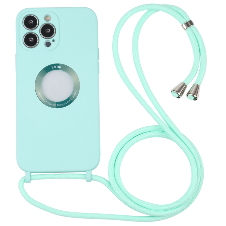 

Acrylic Hollow Out Phone Case with Lanyard For iPhone 13 Pro(Mint Green)