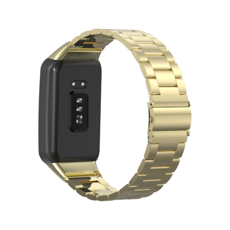 

For OPPO Watch Free NFC Stainless Steel Three-bead Strap Watchband(Gold)