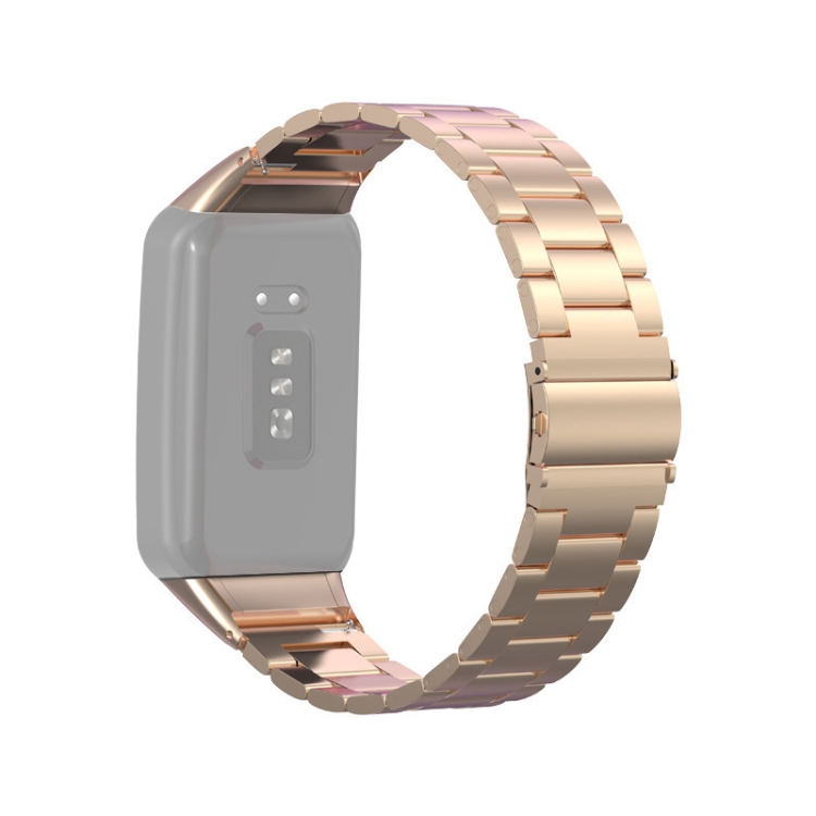 

For OPPO Watch Free NFC Stainless Steel Three-bead Strap Watchband(Rose Gold)