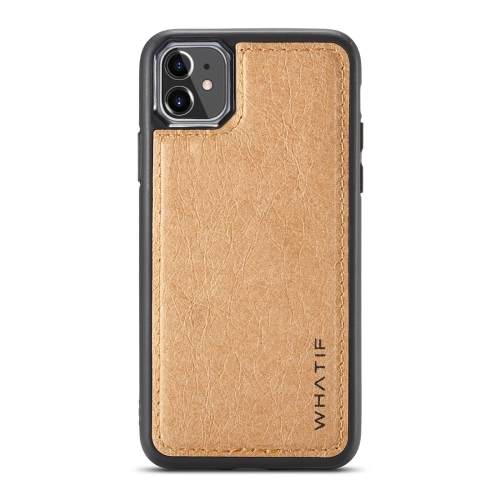 

For iPhone 11 WHATIF Kraft Paper TPU + PC Full Coverage Protective Case(Brown)