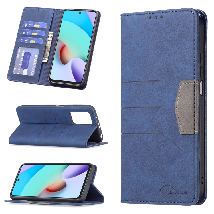 

For Xiaomi Redmi 10 Magnetic Splicing Leather Phone Case(Blue)
