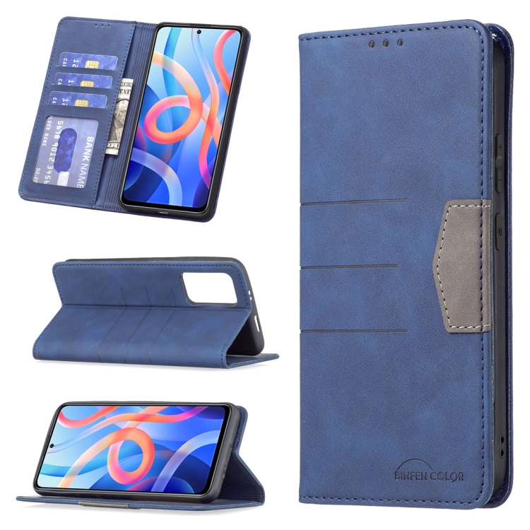 

For Xiaomi Redmi Note 11 Magnetic Splicing Leather Phone Case(Blue)