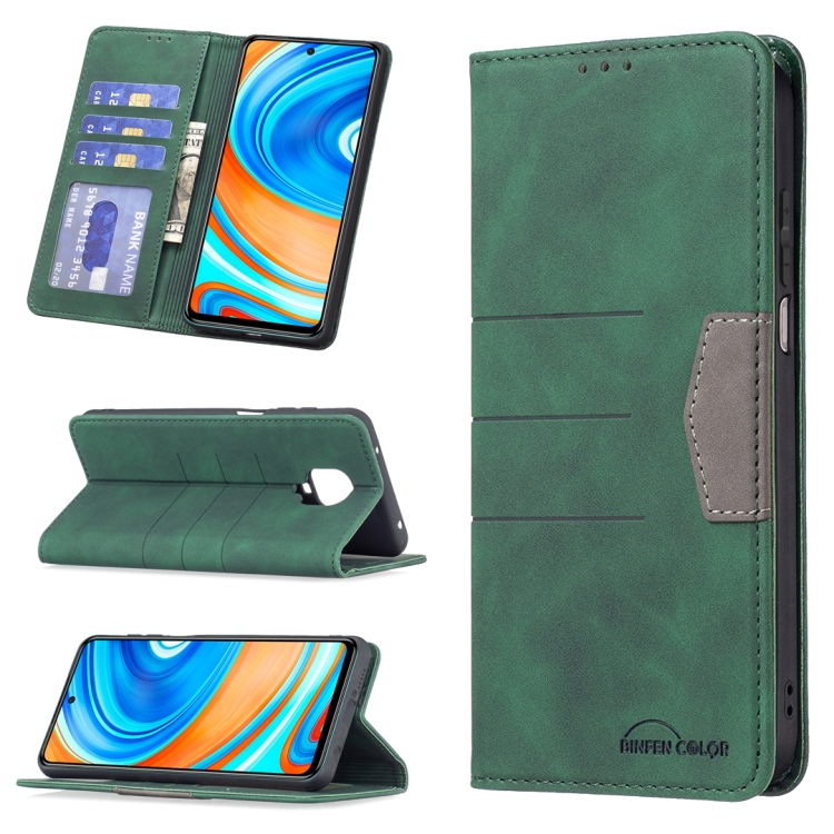 

For Xiaomi Redmi Note 9 Pro / 9 Pro Max / 9s Magnetic Splicing Leather Phone Case(Green)