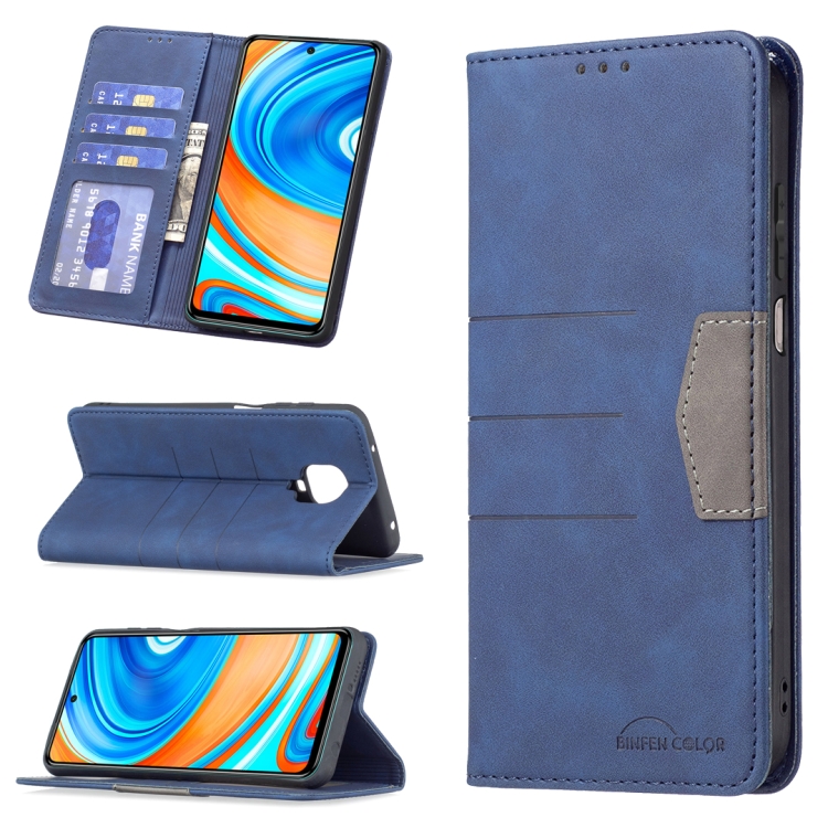 

For Xiaomi Redmi Note 9 Pro / 9 Pro Max / 9s Magnetic Splicing Leather Phone Case(Blue)
