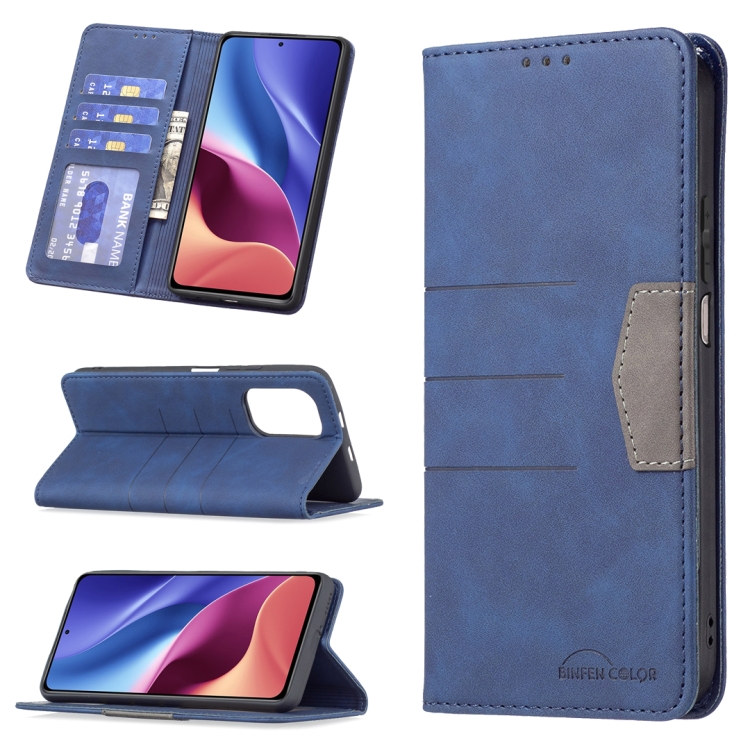 

For Xiaomi Mi 11i / Poco F3 / Redmi K40 / K40 Pro Magnetic Splicing Leather Phone Case(Blue)