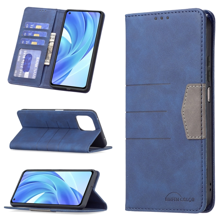 

For Xiaomi Mi 11 Lite Magnetic Splicing Leather Phone Case(Blue)