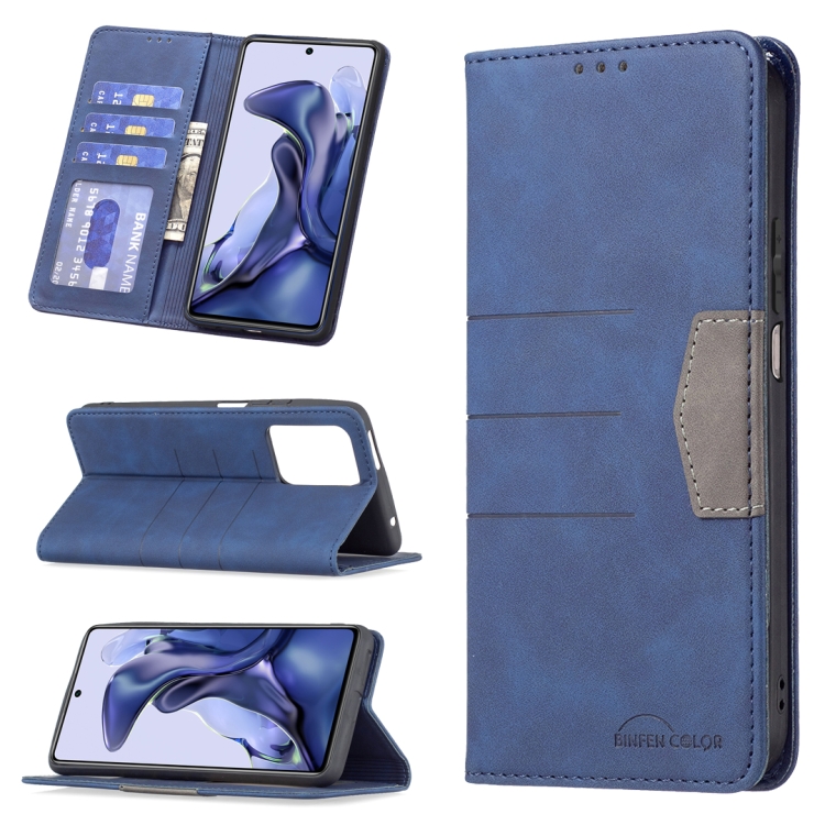 

For Xiaomi Mi 11T / 11T Pro Magnetic Splicing Leather Phone Case(Blue)