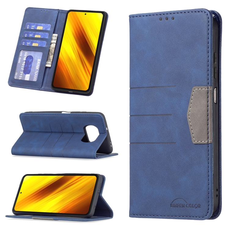 

For Xiaomi Poco X3 NFC / X3 Magnetic Splicing Leather Phone Case(Blue)