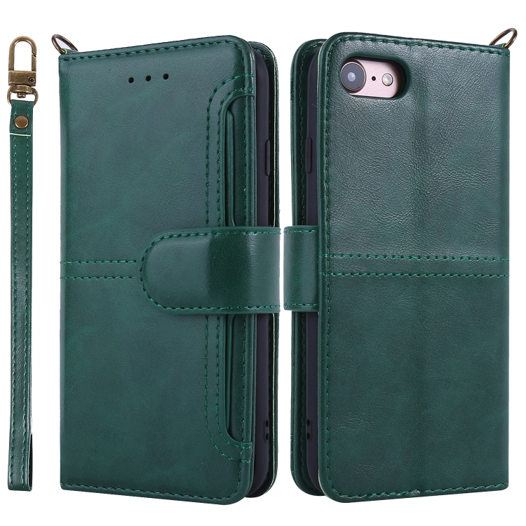 

For iPhone 8 / 7 Lambskin Texture Horizontal Flip PU Leather Case with Holder & Card Slots & Frame & Lanyard(Green)