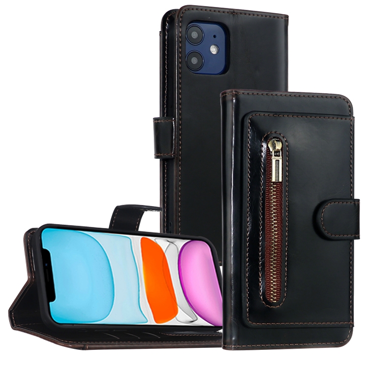 

JDK-A2 Series Crazy Horse Texture Zipper Flip Leather Phone Case For iPhone 12 mini(Brown)