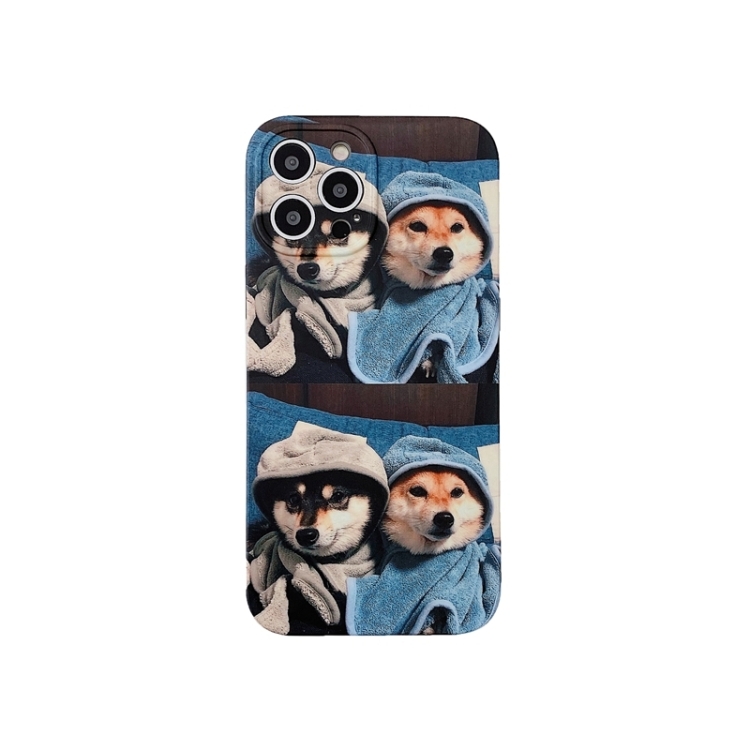 

Colored Drawing Pattern TPU Phone Protective Case For iPhone 13 Pro Max(Two Dogs)