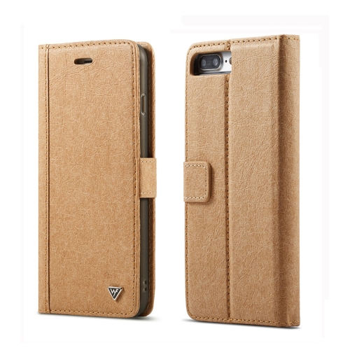 

For iPhone 7 Plus / 8 Plus WHATIF Kraft Paper TPU + PC Horizontal Flip Protective Case with Holder & Card Slots & Wallet(Brown)