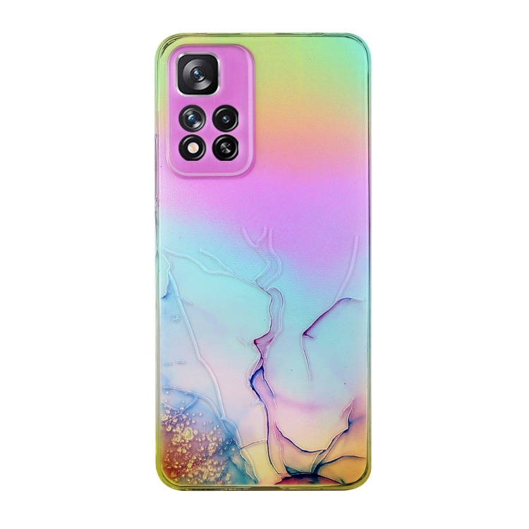 

For Xiaomi Redmi Note 11 Pro Laser Marble Pattern Clear TPU Protective Phone Case(Pink)