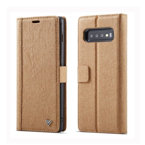 

For Galaxy S10 WHATIF Kraft Paper TPU + PC Horizontal Flip Protective Case with Holder & Card Slots & Wallet(Brown)