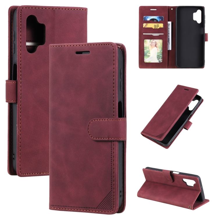 

For Samsung Galaxy A32 5G Skin Feel Anti-theft Brush Horizontal Flip Leather Phone Case(Red)