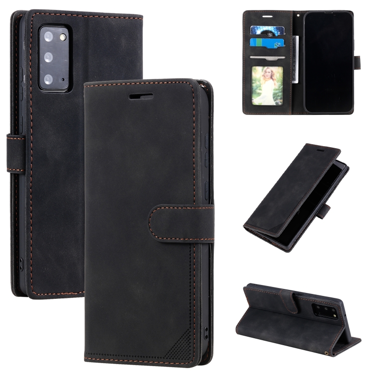 

For Samsung Galaxy Note20 Skin Feel Anti-theft Brush Horizontal Flip Leather Phone Case(Black)