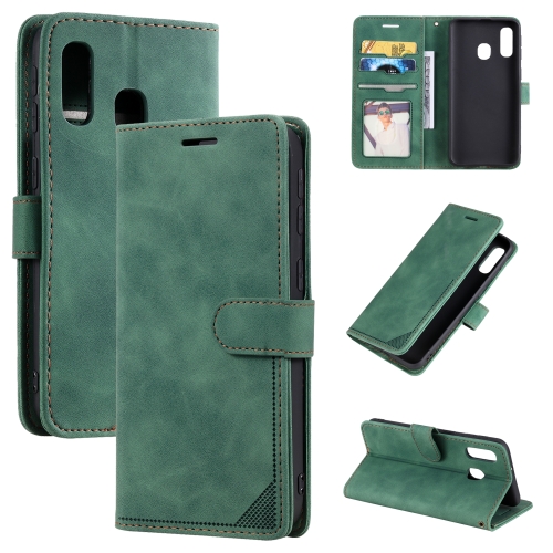 

For Samsung Galaxy A40 Skin Feel Anti-theft Brush Horizontal Flip Leather Phone Case(Green)