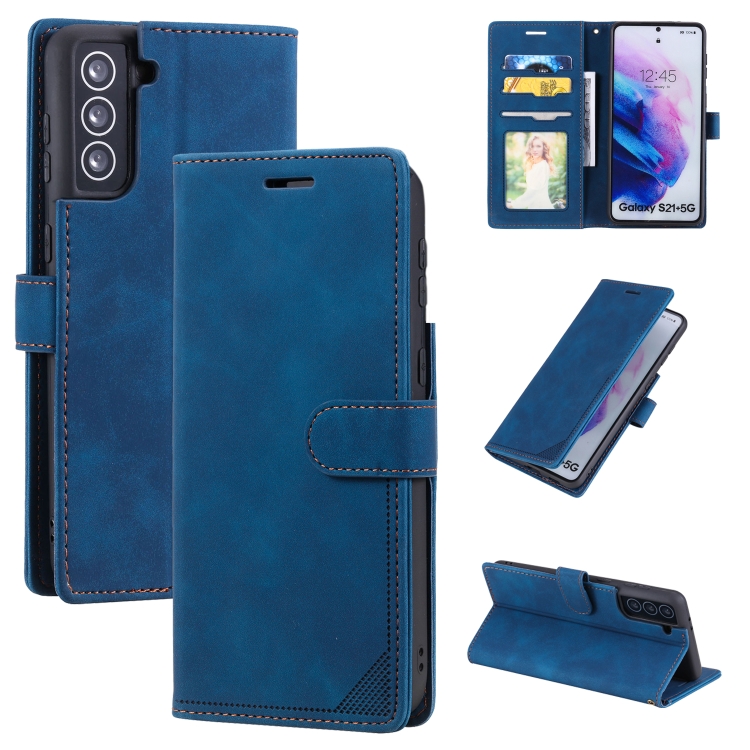 

For Samsung Galaxy S21+ 5G Skin Feel Anti-theft Brush Horizontal Flip Leather Phone Case(Blue)