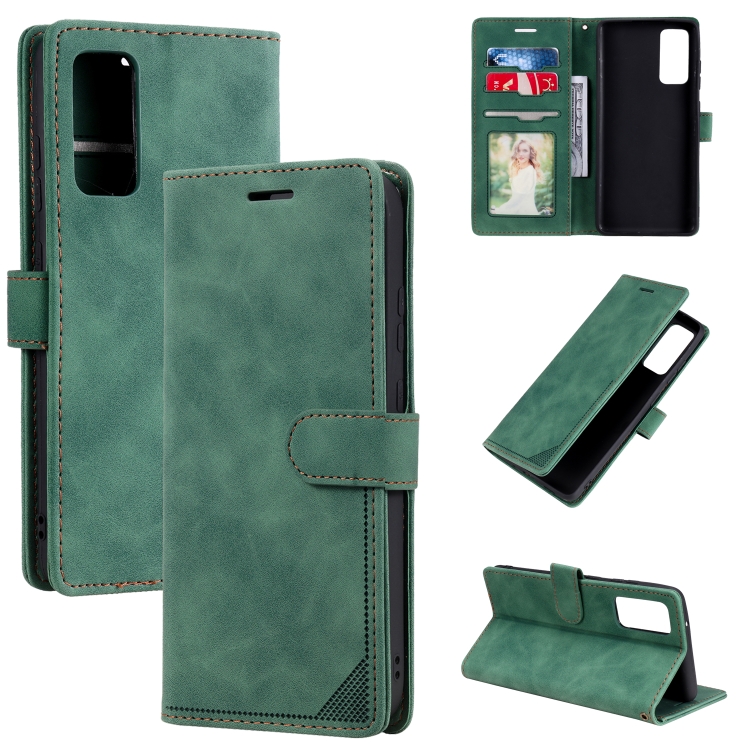 

For Samsung Galaxy S20 FE Skin Feel Anti-theft Brush Horizontal Flip Leather Phone Case(Green)