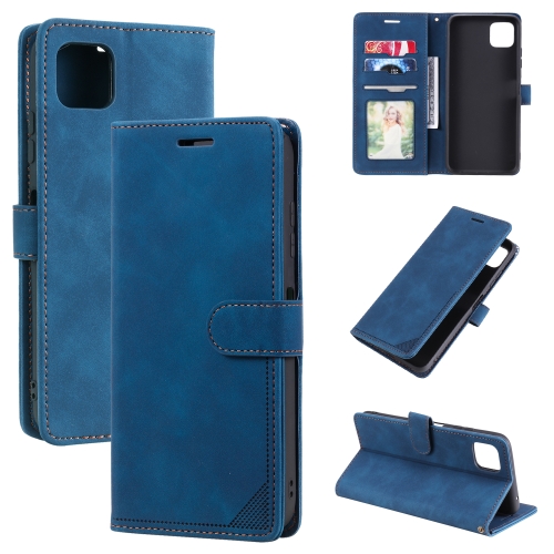 

For Samsung Galaxy A22 5G Skin Feel Anti-theft Brush Horizontal Flip Leather Phone Case(Blue)