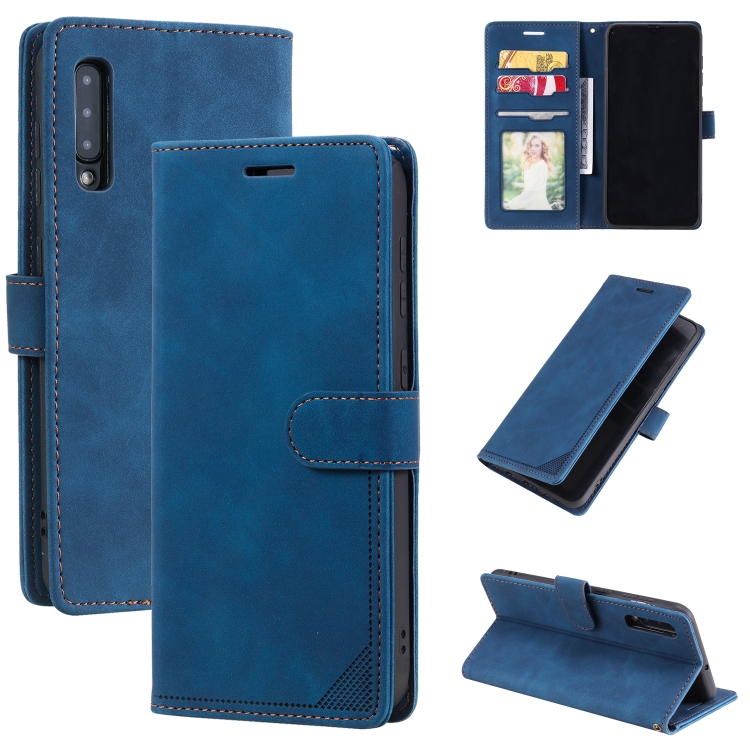 

For Samsung Galaxy A50 Skin Feel Anti-theft Brush Horizontal Flip Leather Phone Case(Blue)