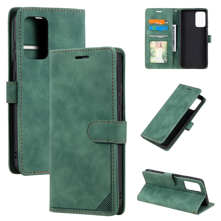 

For Samsung Galaxy A52 5G / 4G Skin Feel Anti-theft Brush Horizontal Flip Leather Phone Case(Green)