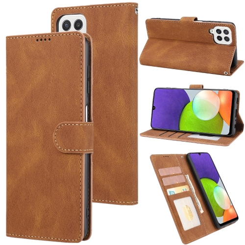 

For Samsung Galaxy A22 4G / M32 4G Fantasy Classic Skin-feel Calfskin Texture Magnetic Buckle Horizontal Flip PU Phone Leather Case with Holder & Card Slot & Wallet(Brown)