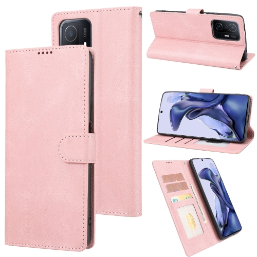 

For Xiaomi Mi 11T / 11T Pro Fantasy Classic Skin-feel Calfskin Texture Magnetic Buckle Horizontal Flip PU Phone Leather Case with Holder & Card Slot & Wallet(Pink)