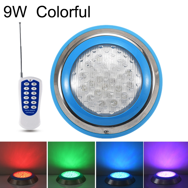

9W LED Stainless Steel Wall-mounted Pool Light Landscape Underwater Light(Colorful Light + Remote Control)