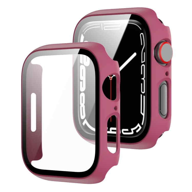 

2 in 1 PC Frame + Tempered Glass Protector Case For Apple Watch Series 7 45mm(Purple)