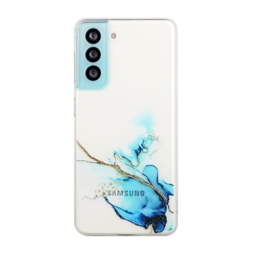 

For Samsung Galaxy S22+ 5G Hollow Marble Pattern TPU Precise Hole Phone Protective Case(Blue)
