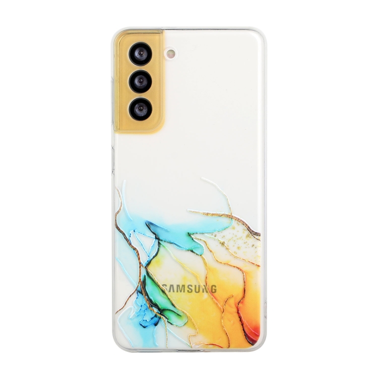 

For Samsung Galaxy S22 5G Hollow Marble Pattern TPU Precise Hole Phone Protective Case(Yellow)