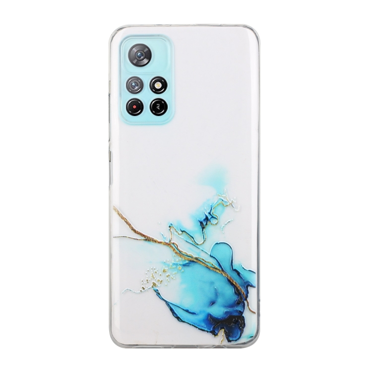 

For Xiaomi Redmi Note 11 Hollow Marble Pattern TPU Precise Hole Phone Protective Case(Blue)