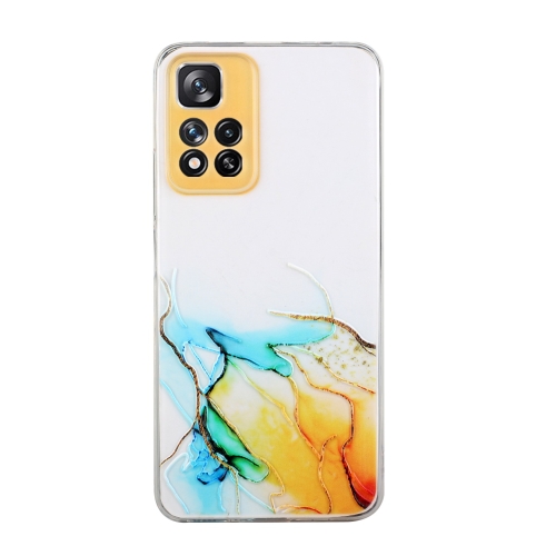 

For Xiaomi Redmi Note 11 Pro Hollow Marble Pattern TPU Precise Hole Phone Protective Case(Yellow)