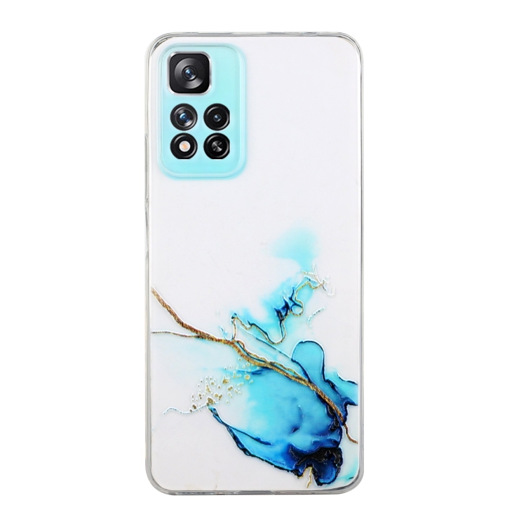 

For Xiaomi Redmi Note 11 Pro Hollow Marble Pattern TPU Precise Hole Phone Protective Case(Blue)