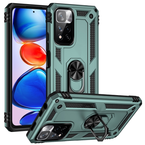 

For Xiaomi Redmi Note 11 Pro Shockproof TPU + PC Phone Case with 360 Degree Rotating Holder(Dark Green)