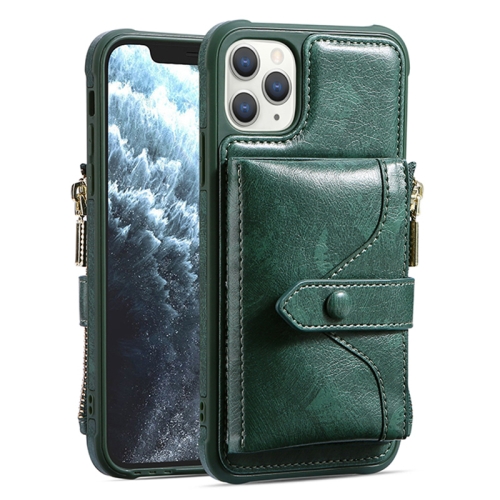 

JDK-B1 Series Zipper Wallet PU + TPU Phone Case For iPhone 12 / 12 Pro(Dark Green)