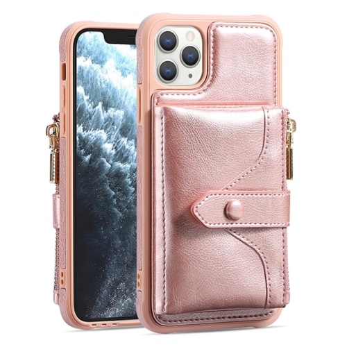 

JDK-B1 Series Zipper Wallet PU + TPU Phone Case For iPhone 12 / 12 Pro(Pink)