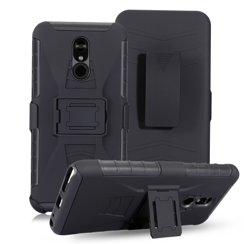 

For LG Q Stylo 5 PC + Silicone Back Clip Sliding Sleeve Protective Case(Black)