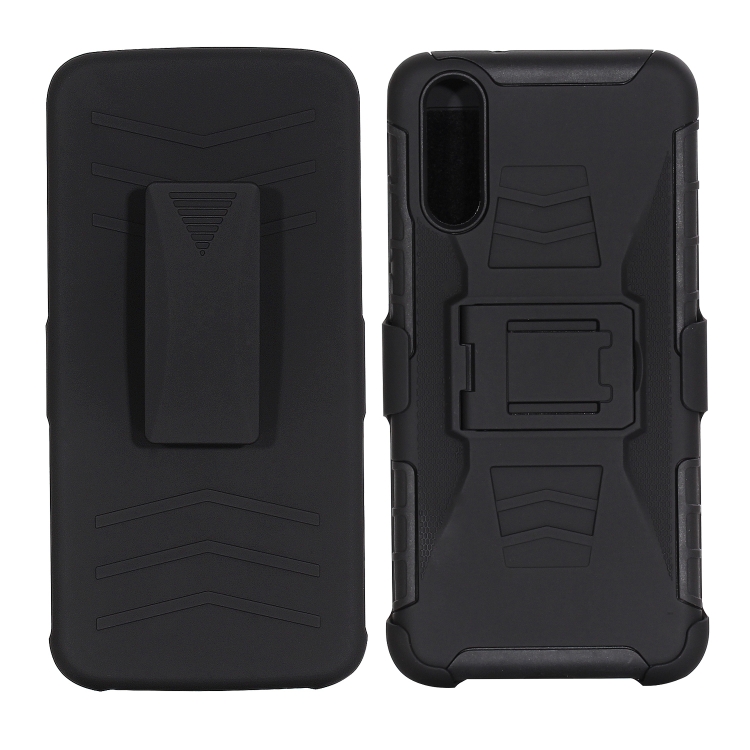 

For Huawei P30 PC + Silicone Back Clip Sliding Sleeve Protective Case(Black)