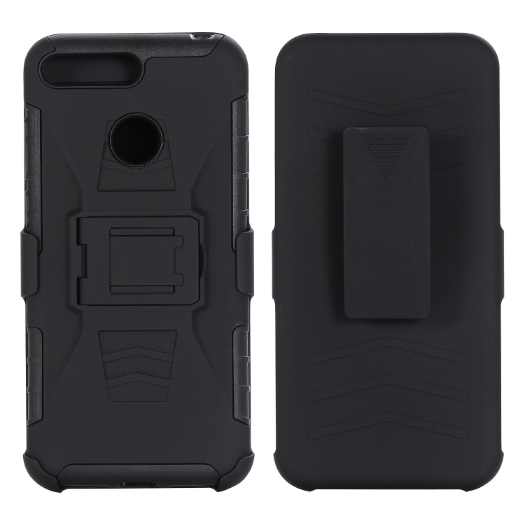 

For Huawei Y6 (2018) PC + Silicone Back Clip Sliding Sleeve Protective Case(Black)