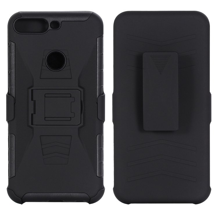 

For Huawei Y7 (2018) PC + Silicone Back Clip Sliding Sleeve Protective Case(Black)