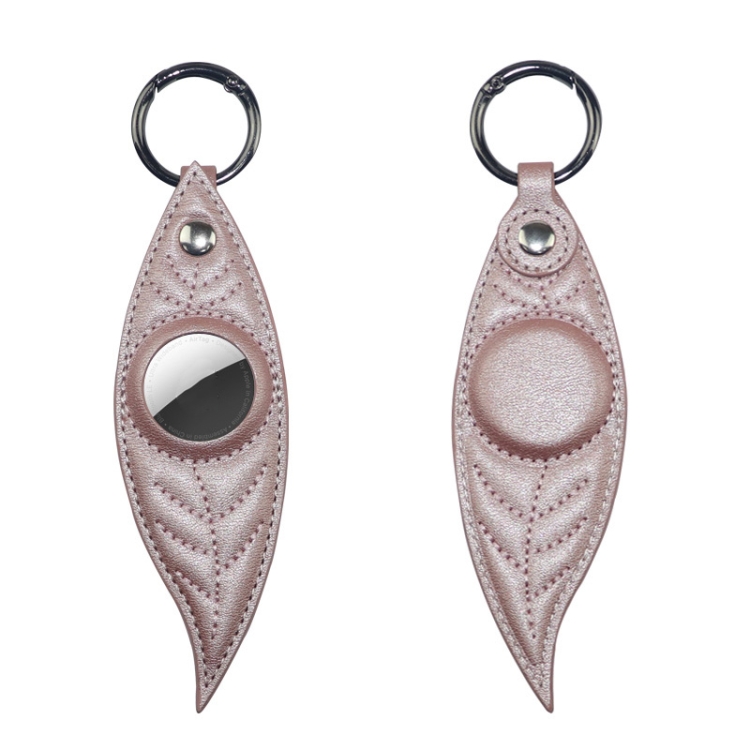 

JDK-E3 Leaf Leather Protective Case with Key Ring for AirTag(Rose Gold)