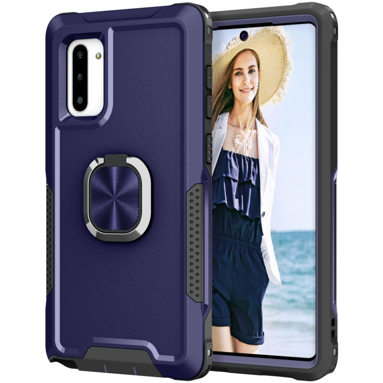 

For Samsung Galaxy Note10 3 in 1 PC + TPU Phone Case with Ring Holder(Navy Blue)