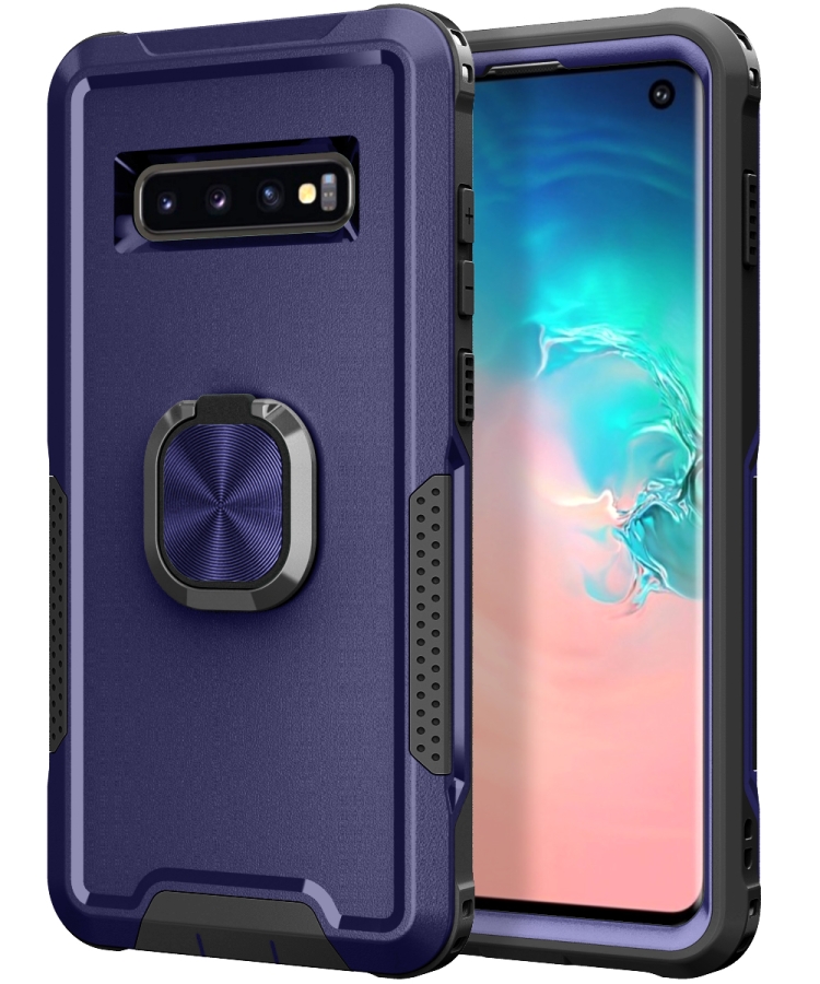 

For Samsung Galaxy S10 3 in 1 PC + TPU Phone Case with Ring Holder(Navy Blue)