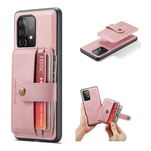 

For Samsung Galaxy A32 5G JEEHOOD RFID Blocking Anti-Theft Magnetic PU + TPU Phone Case with Card Slot(Pink)