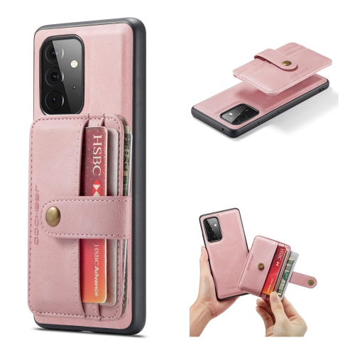 

For Samsung Galaxy A72 5G / 4G JEEHOOD RFID Blocking Anti-Theft Magnetic PU + TPU Phone Case with Card Slot(Pink)