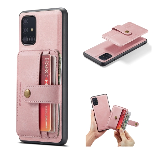 

For Samsung Galaxy A71 5G JEEHOOD RFID Blocking Anti-Theft Magnetic PU + TPU Phone Case with Card Slot(Pink)